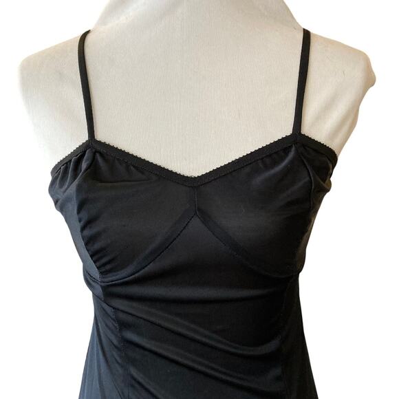 90s Jet Rag Reimagined Vintage Black Slip Dress w/White Lace - Picture 4 of 9